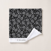 Elegant Tennis Ball Racket Pattern Stijlvol zwart Bad Handdoek (Wasdoekje)