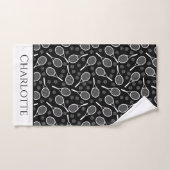 Elegant Tennis Ball Racket Pattern Stijlvol zwart Bad Handdoek (Handdoek)