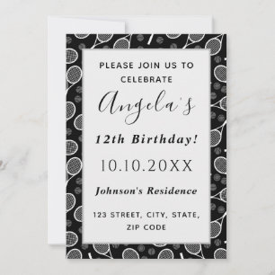 Elegant Tennis Rackets Balls Player Birthday Party Kaart