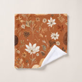 Élégant Terra Cota Citrouille Automne Motif Floral (Gant de toilette)