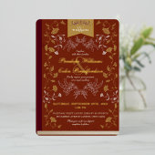Elegant Terra Cotta Goud Bloemen Boek Hoesje Bruil Folie Uitnodiging (Staand Voorkant)