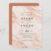Elegant Terra Cotta Metallic Marble Wedding Kaart (Voorkant / Achterkant)