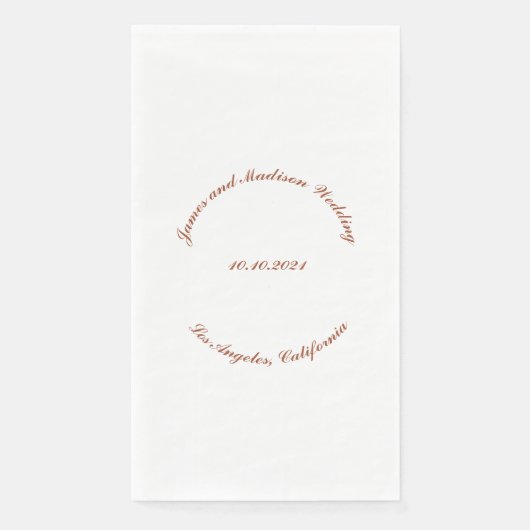Elegant terracotta aangepaste scriptnaam datum bru servet (Voorkant)