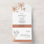 Elegant Terracotta Blush Waterverf Flowers All In One Uitnodiging (Binnen)