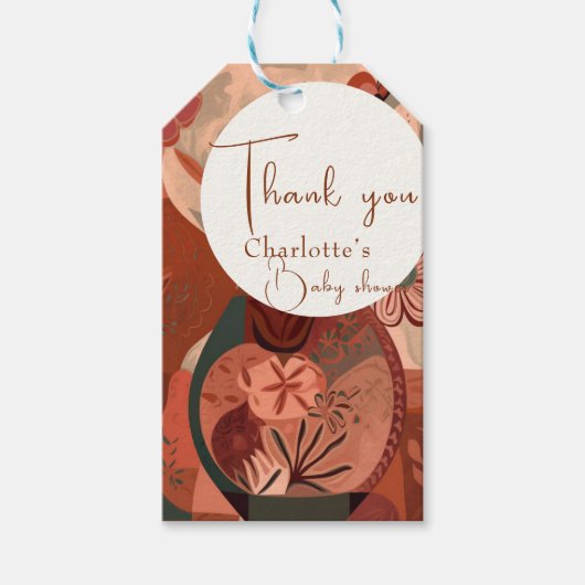 elegant Terracotta boho baby shower Cadeaulabel (Voorkant)