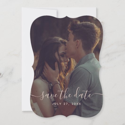 Elegant Terracotta Calligrafie sparen de datum Kaart (Voorkant)