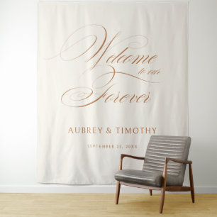 Elegant Terracotta Calligraphy Wedding Welcome Wandkleed