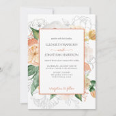 Elegant Terracotta Champagne Floral Script Kaart (Voorkant)
