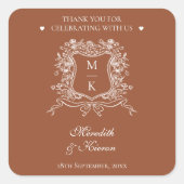 Elegant Terracotta  Crest Boho dank u Vierkante Sticker (Voorkant)