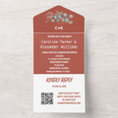 Elegant Terracotta Eucalyptus RSVP Foto QR Code All In One Uitnodiging (Binnen)