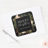 Elegant Terracotta Floral Boho kerstnaam Vierkante Sticker (Envelop)