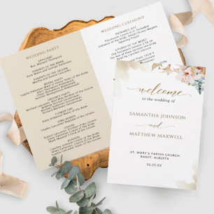 Elegant Terracotta Floral Wedding Ceremony Program