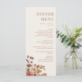 Elegant Terracotta Floral Wedding Dinner Menu Kaar (Staand voorkant)