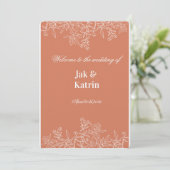 Elegant Terracotta Floral Wedding invitation  Kaart (Staand voorkant)