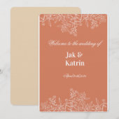 Elegant Terracotta Floral Wedding invitation  Kaart (Voorkant / Achterkant)