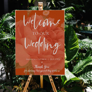 Elegant Terracotta Floral welkom op ons huwelijk Poster
