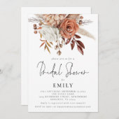 Elegant Terracotta Florals Vrijgezellenfeest Invit Kaart (Voorkant / Achterkant)