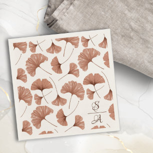 Elegant Terracotta Ginkgo Patroon Monogram Bruilof Servet