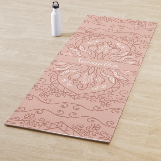 Elegant Terracotta Mandala Girly Monogrammed Yogamat (In situ)