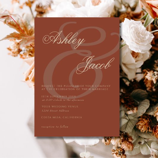 Elegant Terracotta Minimalist Wedding Kaart