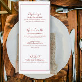 Elegant Terracotta Minimalist Wedding Menu