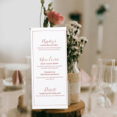 Elegant Terracotta Minimalist Wedding Menu