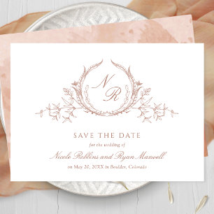 Elegant Terracotta Monogram Wedding Calligrafie Save The Date