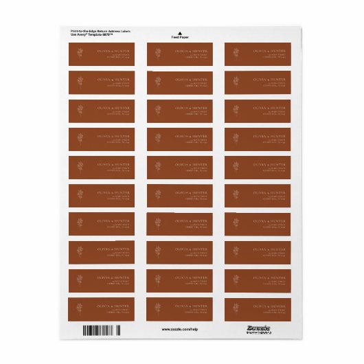 Elegant Terracotta Return Address Labels (Full Sheet)