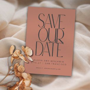 Elegant Terracotta Roos Simple Modern Trendy Photo Save The Date