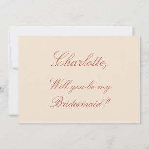 Elegant Terracotta Script Bridesmaid Voorstel Kaart