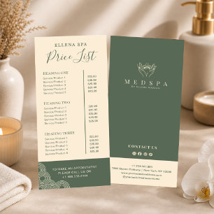 Elegant Terracotta Spa Esthetician Prijslijst Menu
