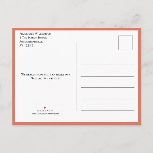 Elegant Terracotta sparen het Briefkaart van de Da (Achterkant)