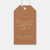 Elegant Terracotta Trendy Script Custom Hartelijk  Cadeaulabel (Achterkant)