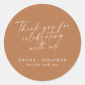 Elegant Terracotta Trendy Script Custom Hartelijk  Ronde Sticker (Voorkant)