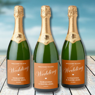 Elegant Terracotta Trouw Bruisende Wijn Label Sparkling Wijnetiket