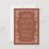 Elegant Terracotta Vintage Wedding Kaart (Voorkant)