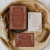 Elegant Terracotta Vintage Wedding Kaart