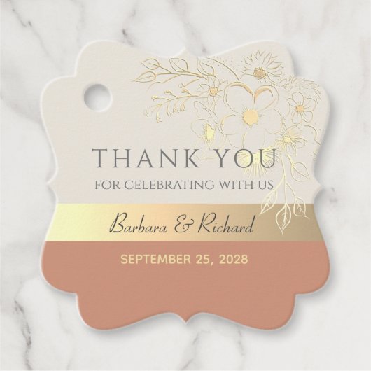 Elegant Terracotta Wedding Bedankt Bedankjes Labels (Voorkant)