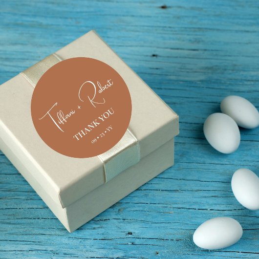 Elegant Terracotta Wedding Bedankt Ronde Sticker