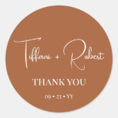 Elegant Terracotta Wedding Bedankt Ronde Sticker (Voorkant)