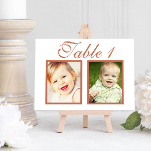 Elegant Terracotta Wedding Photo Table Number Kaart