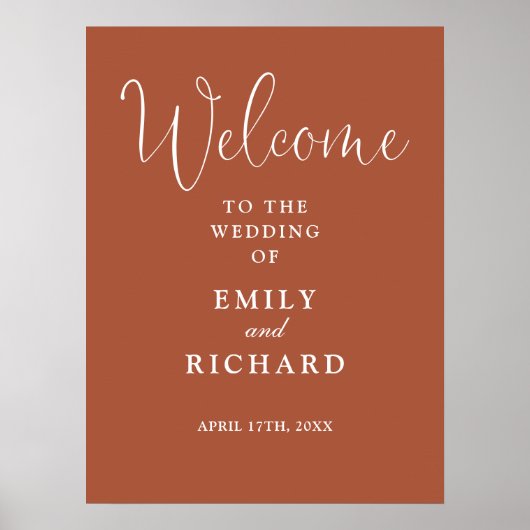 Elegant Terracotta Wedding Welcome Sign Poster (Voorkant)