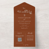 Elegant Terracotta Whimsical Wedding All In One Uitnodiging (Binnen)