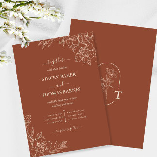 Elegant Terracotta Whimsical Wedding Kaart