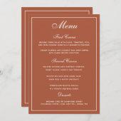 Elegant Terracotta White Script Wedding Menu (Voorkant / Achterkant)