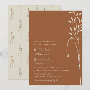 Elegant Terracotta & Wild Grass Earth Tone Wedding Kaart