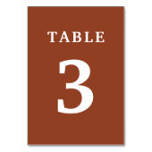 Elegant Terractotta Wedding Table Number Kaart (Voorkant)