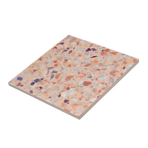 Elegant Terrazzo Pink Paars White Retro Patroon Tegeltje