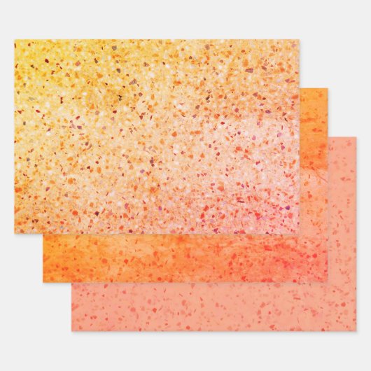 Elegant Terrazzo Retro Oranje roze textuurpatroon Inpakpapier Vel (Set)