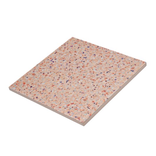 Elegant Terrazzo Retro Pink Paars White Pattern Tegeltje (Zijkant)